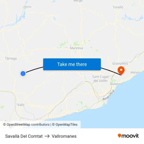 Savallà Del Comtat to Vallromanes map