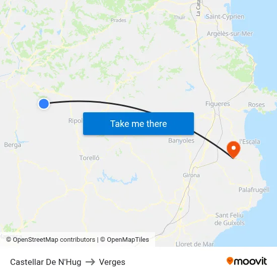 Castellar De N'Hug to Verges map
