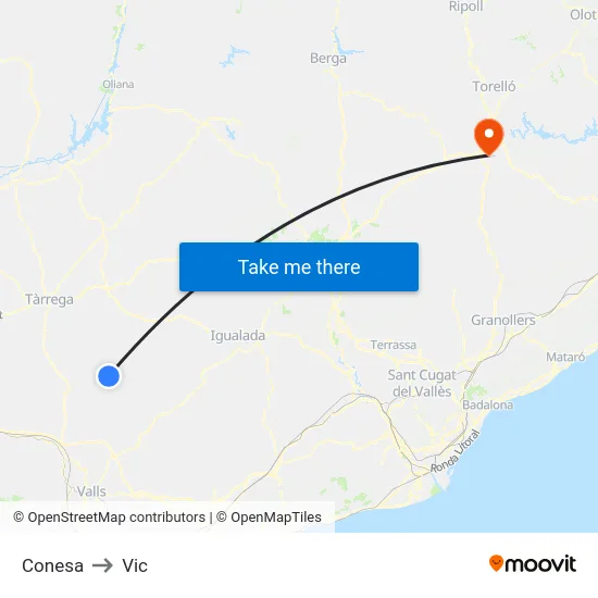 Conesa to Vic map