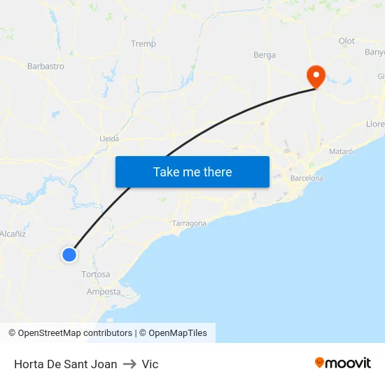 Horta De Sant Joan to Vic map