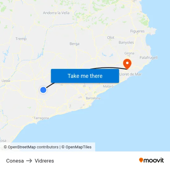 Conesa to Vidreres map
