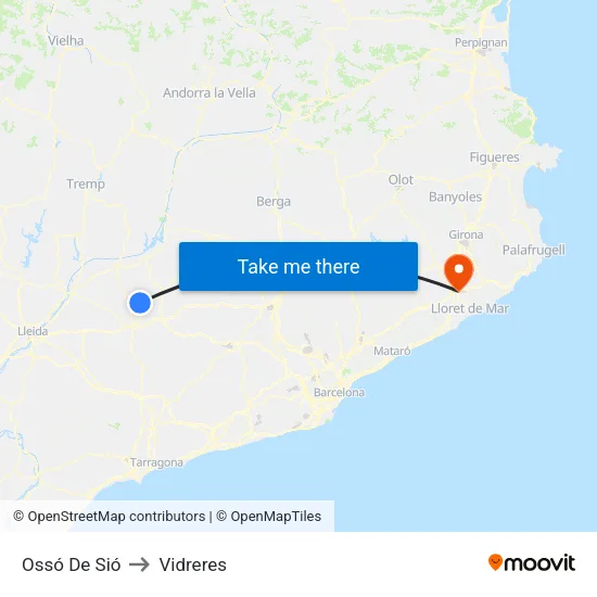 Ossó De Sió to Vidreres map