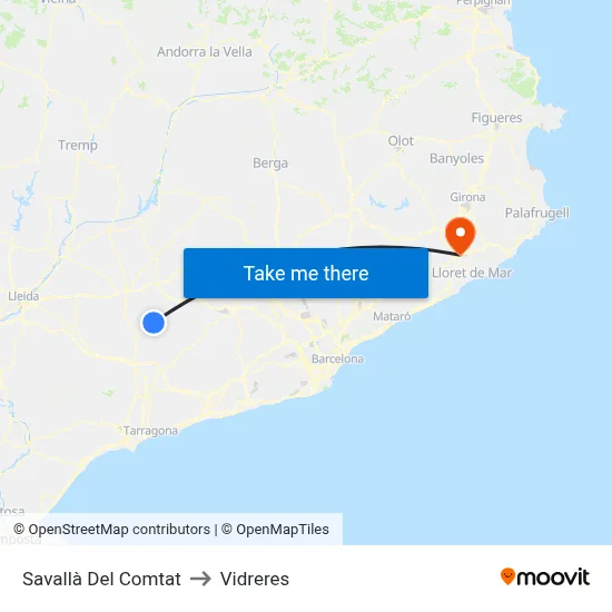 Savallà Del Comtat to Vidreres map