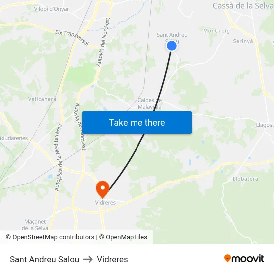 Sant Andreu Salou to Vidreres map