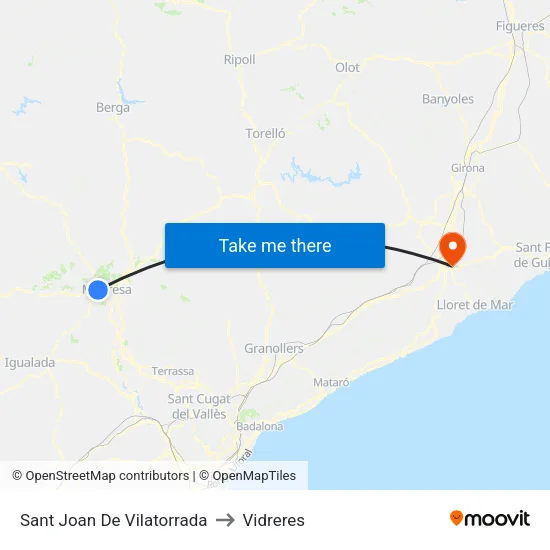 Sant Joan De Vilatorrada to Vidreres map