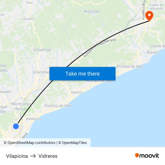 Vilapicina to Vidreres map