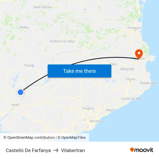 Castelló De Farfanya to Vilabertran map