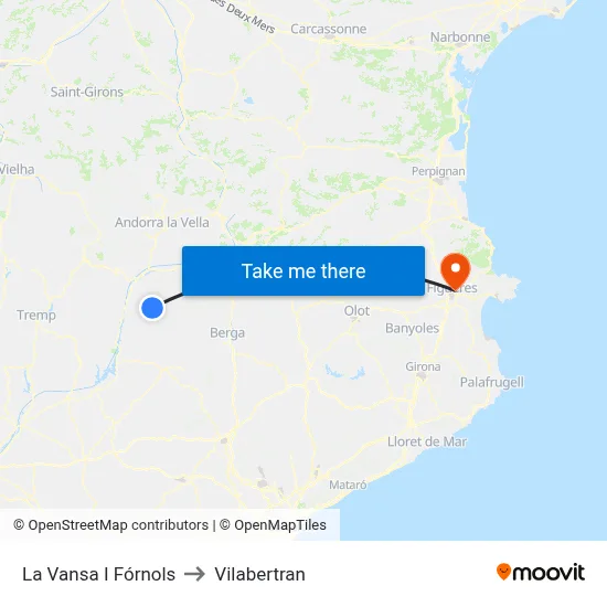 La Vansa I Fórnols to Vilabertran map