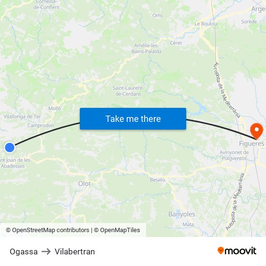Ogassa to Vilabertran map