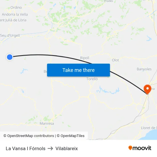 La Vansa I Fórnols to Vilablareix map