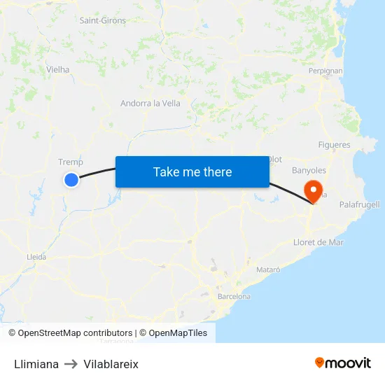 Llimiana to Vilablareix map