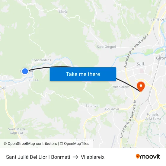 Sant Julià Del Llor I Bonmatí to Vilablareix map