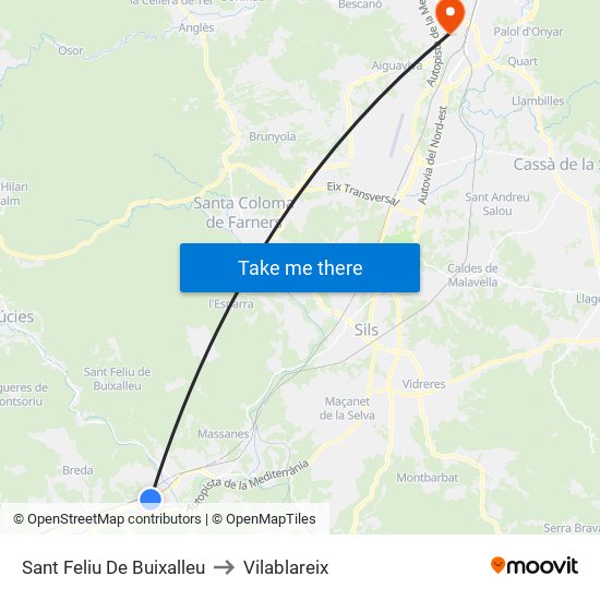 Sant Feliu De Buixalleu to Vilablareix map