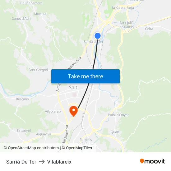 Sarrià De Ter to Vilablareix map
