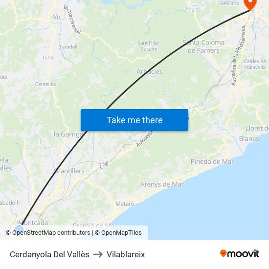Cerdanyola Del Vallès to Vilablareix map