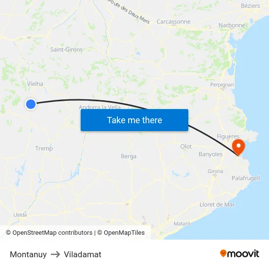 Montanuy to Viladamat map