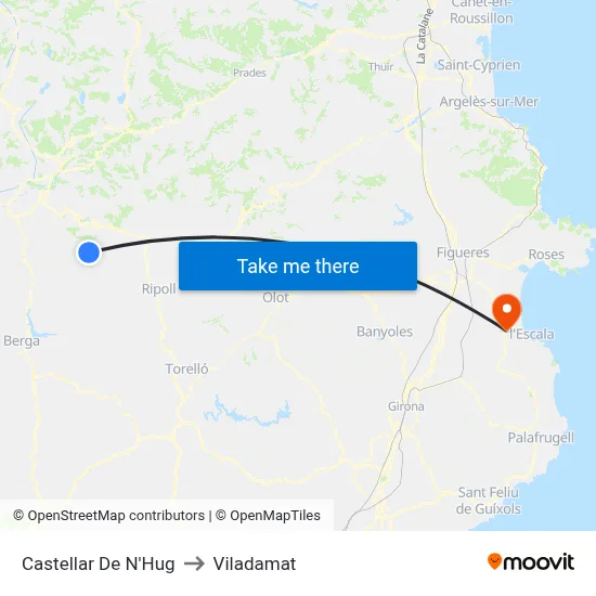 Castellar De N'Hug to Viladamat map