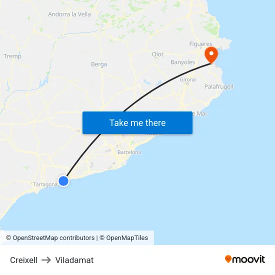 Creixell to Viladamat map