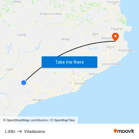 L'Albi to Viladasens map