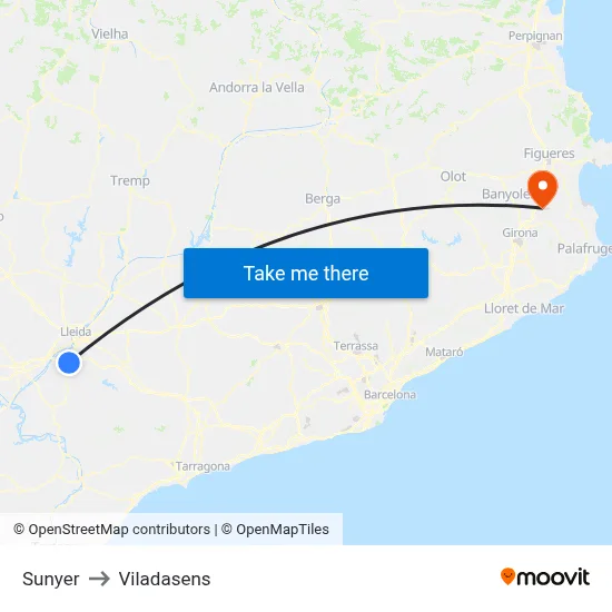 Sunyer to Viladasens map