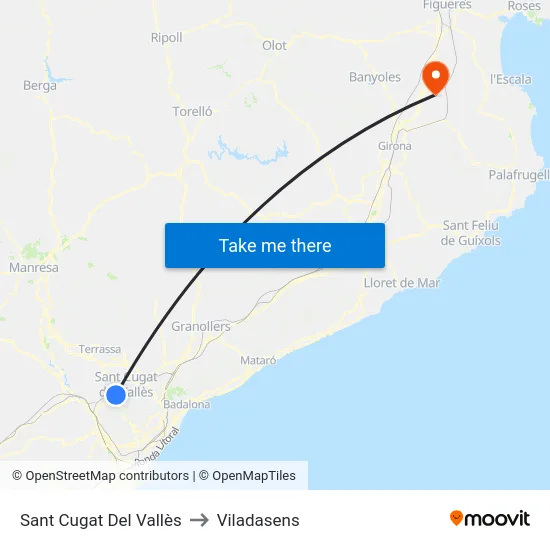 Sant Cugat Del Vallès to Viladasens map