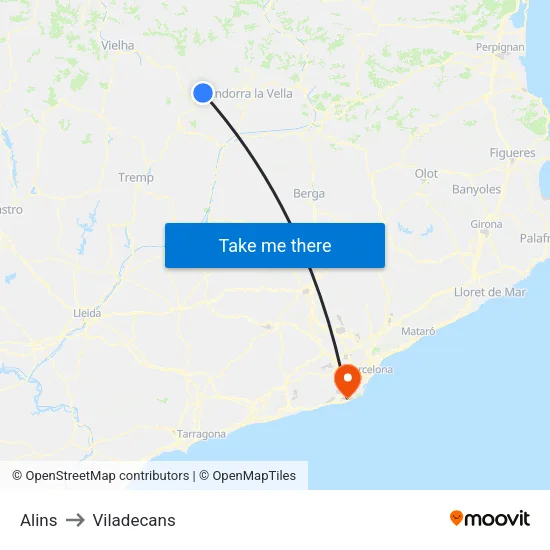 Alins to Viladecans map