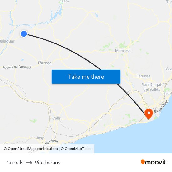 Cubells to Viladecans map