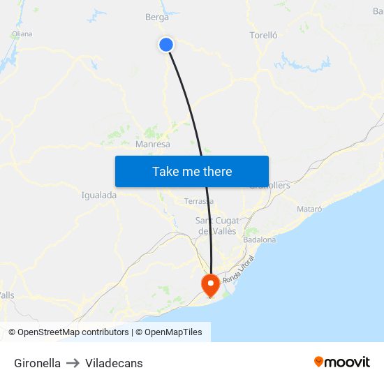Gironella to Viladecans map