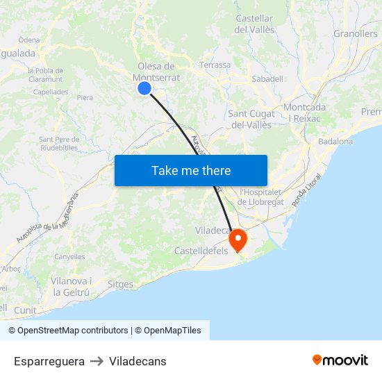 Esparreguera to Viladecans map