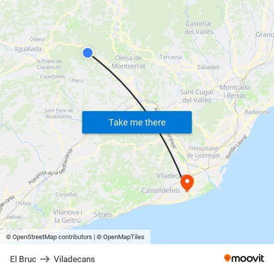 El Bruc to Viladecans map