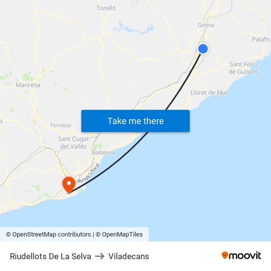 Riudellots De La Selva to Viladecans map