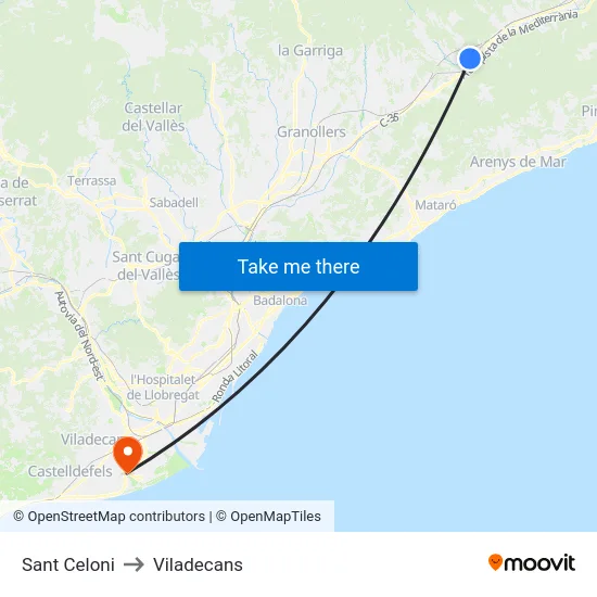 Sant Celoni to Viladecans map