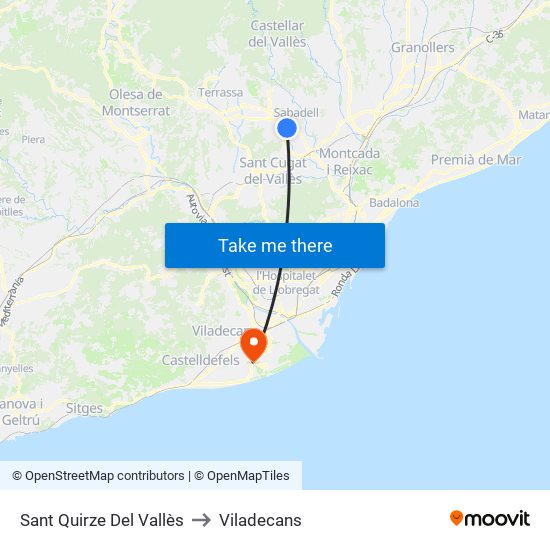 Sant Quirze Del Vallès to Viladecans map