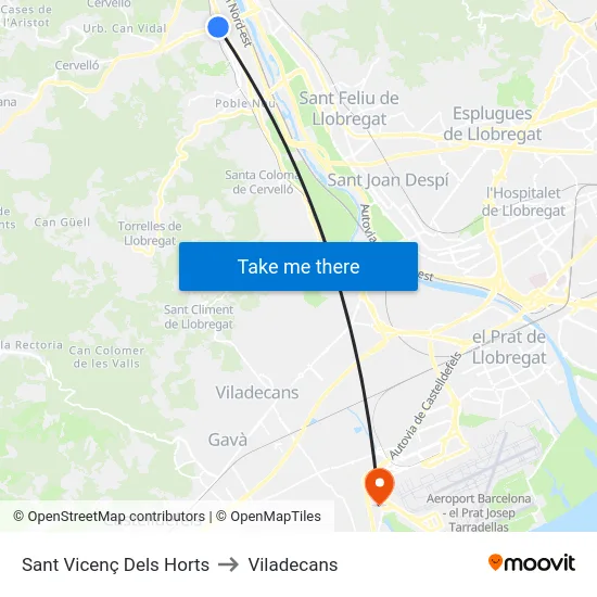 Sant Vicenç Dels Horts to Viladecans map