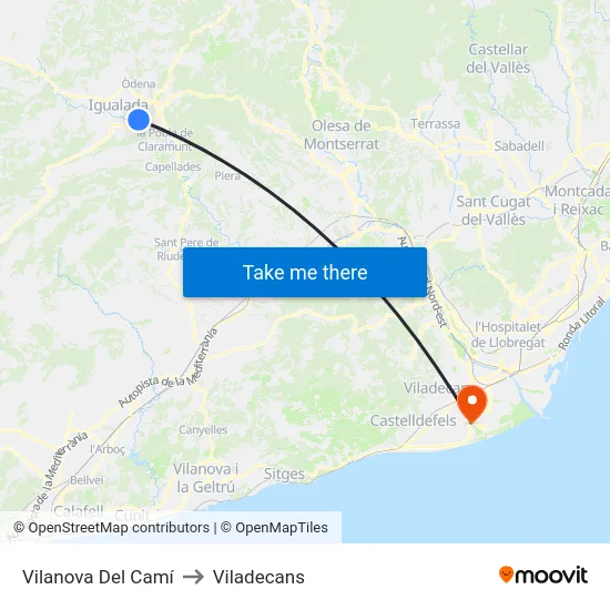 Vilanova Del Camí to Viladecans map