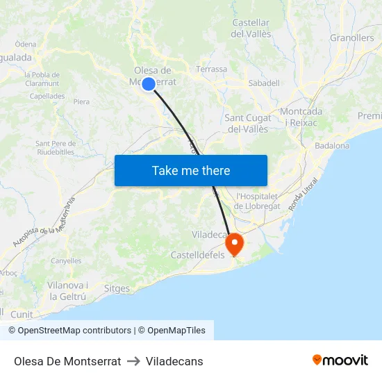 Olesa De Montserrat to Viladecans map