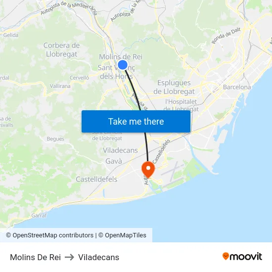 Molins De Rei to Viladecans map
