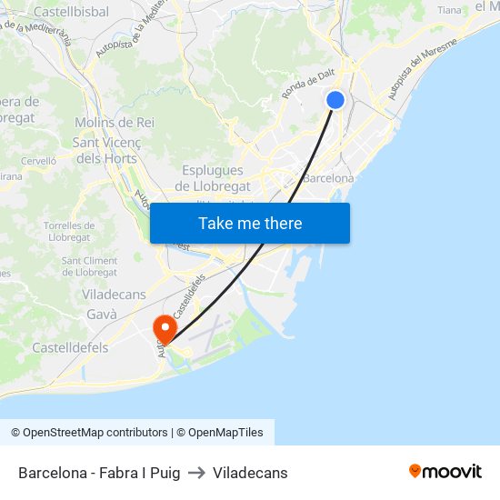 Barcelona - Fabra I Puig to Viladecans map