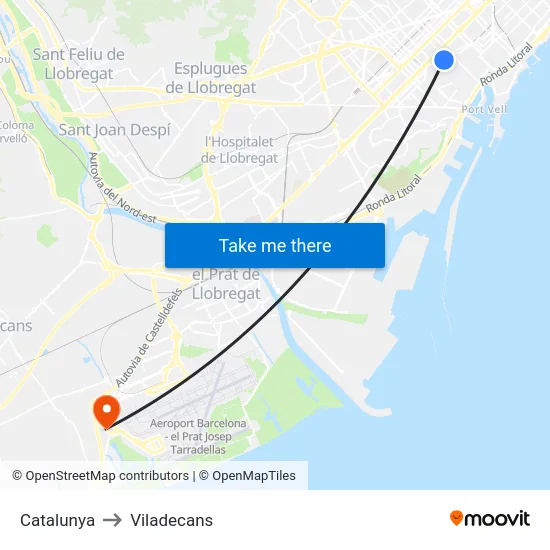 Catalunya to Viladecans map