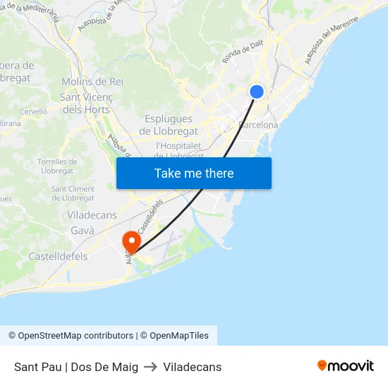 Sant Pau | Dos De Maig to Viladecans map