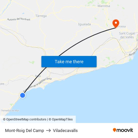 Mont-Roig Del Camp to Viladecavalls map
