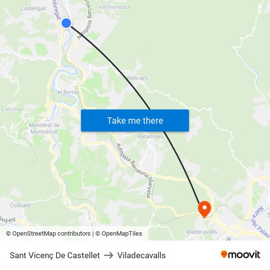 Sant Vicenç De Castellet to Viladecavalls map