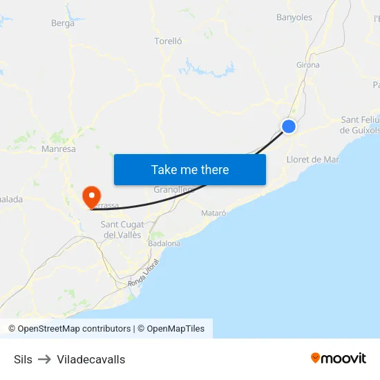 Sils to Viladecavalls map