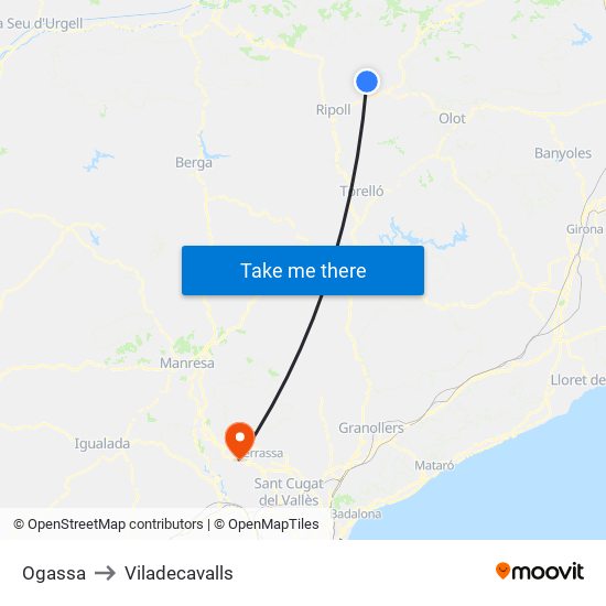 Ogassa to Viladecavalls map