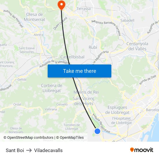 Sant Boi to Viladecavalls map