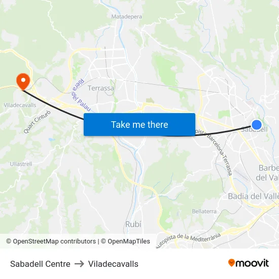 Sabadell Centre to Viladecavalls map