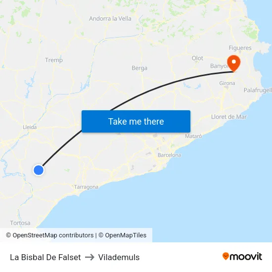 La Bisbal De Falset to Vilademuls map