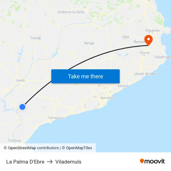 La Palma D'Ebre to Vilademuls map