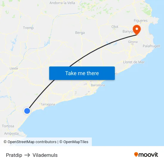 Pratdip to Vilademuls map