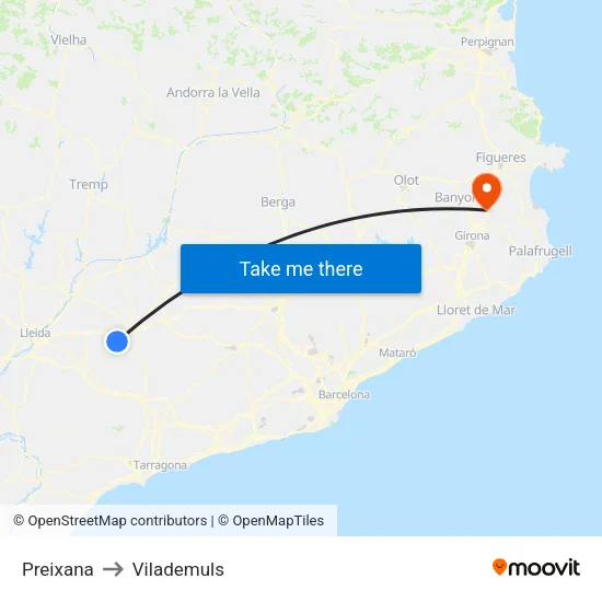 Preixana to Vilademuls map